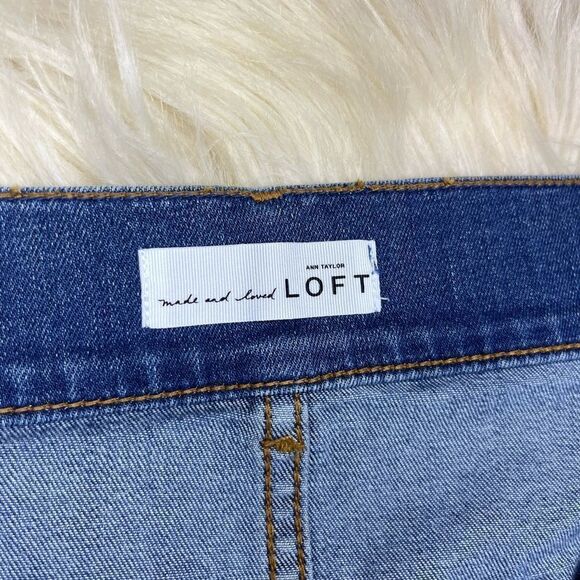 Ann Taylor The Loft button down denim skirt sz 14 - Picture 2 of 7